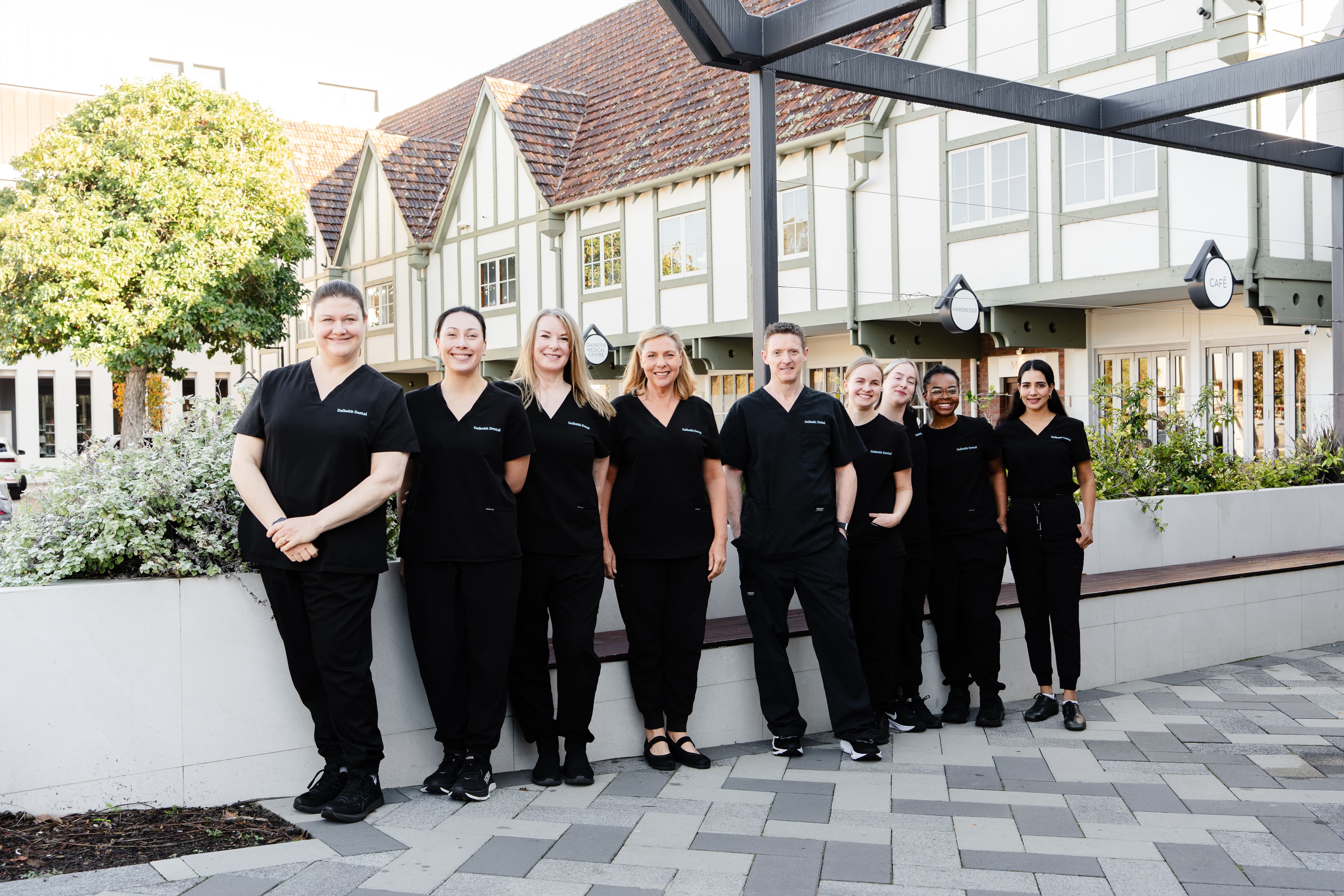 Dalkeith Dental team outside the practice entrance
